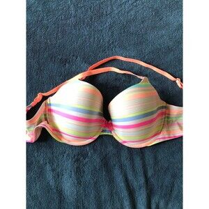 Victoria's Secret striped pastel lightly lined convertible Demi bra